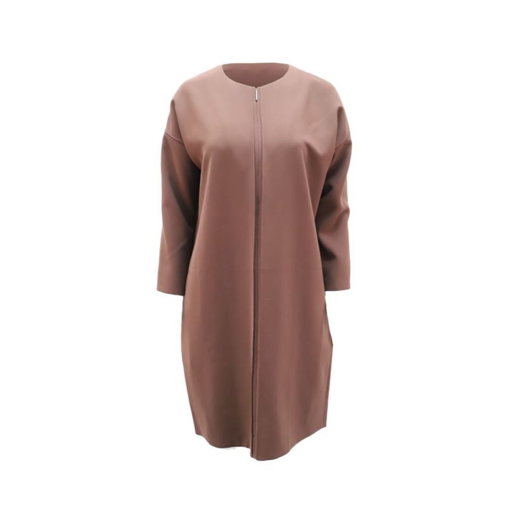 Vince Midi Sack Dress with Front Zipper In Brown Polyester